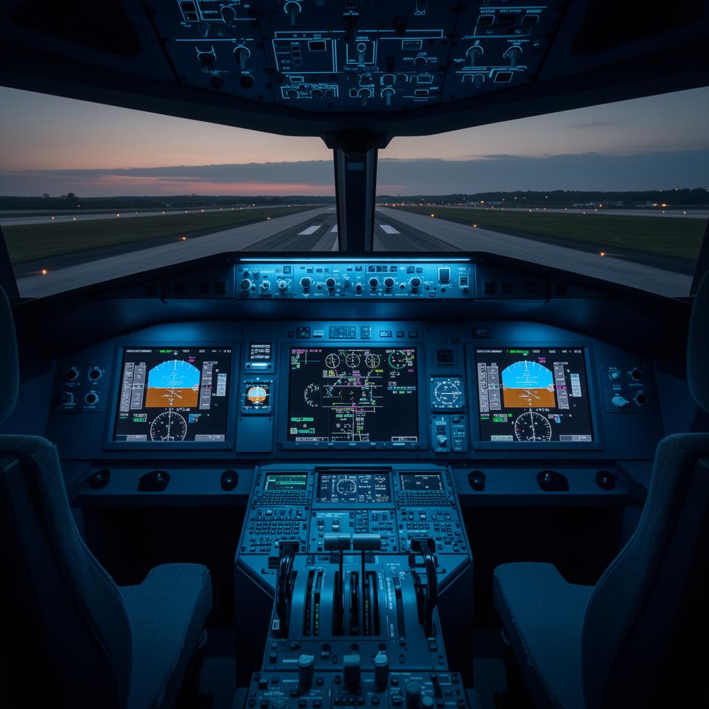 Boeing 737 flight simulator cockpit used for type rating and recurrent training